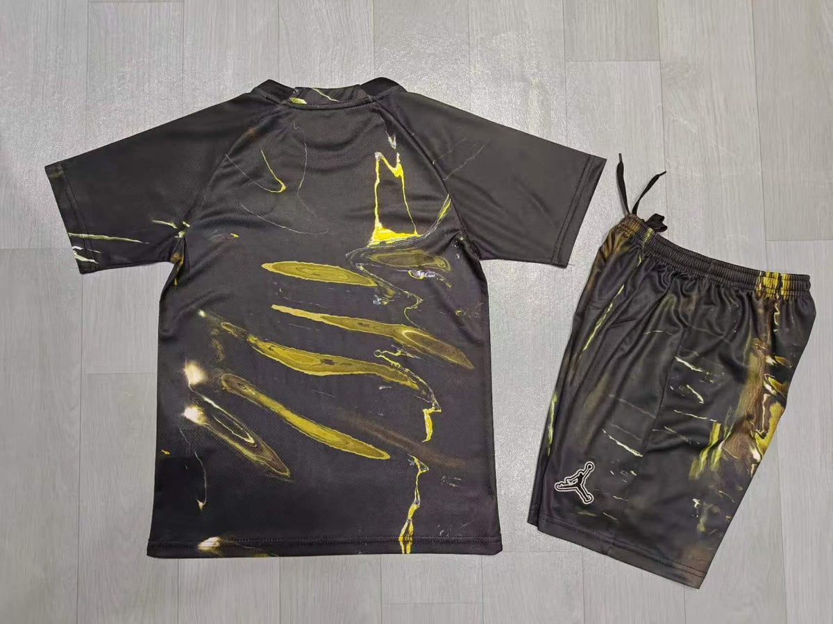 KIDS Jordan x Paris Saint-Germain (PSG) Black & Gold Training Kit (Short-Sleeve)