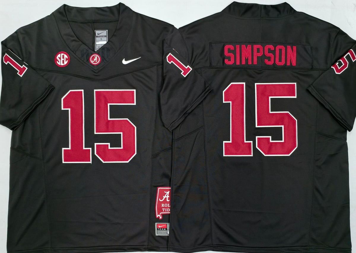 Alabama Crimson Tide Black #15 SIMPSON Jersey