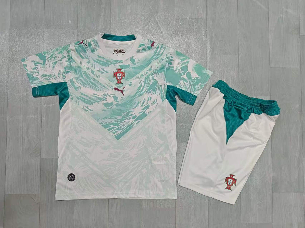 KIDS Portugal  Away Kit – Teal Wave Pattern
