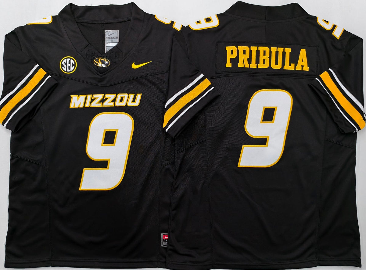 MISSOURI TIGERS Black #9 PRIBULA Jersey