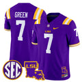 #7 Green LSU Tigers Purple Stitched College Football Jersey