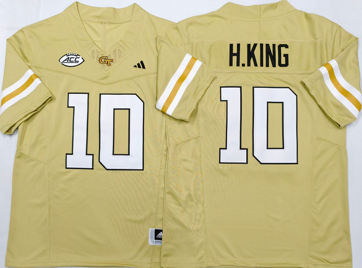 Georgia Tech Football Yellow #10 H.KING Jersey
