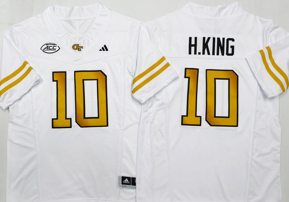 Georgia Tech Football White #10 H.KING Jersey
