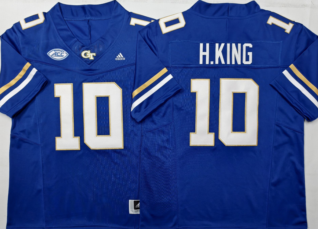 Georgia Tech Football Blue #10 H.KING Jersey