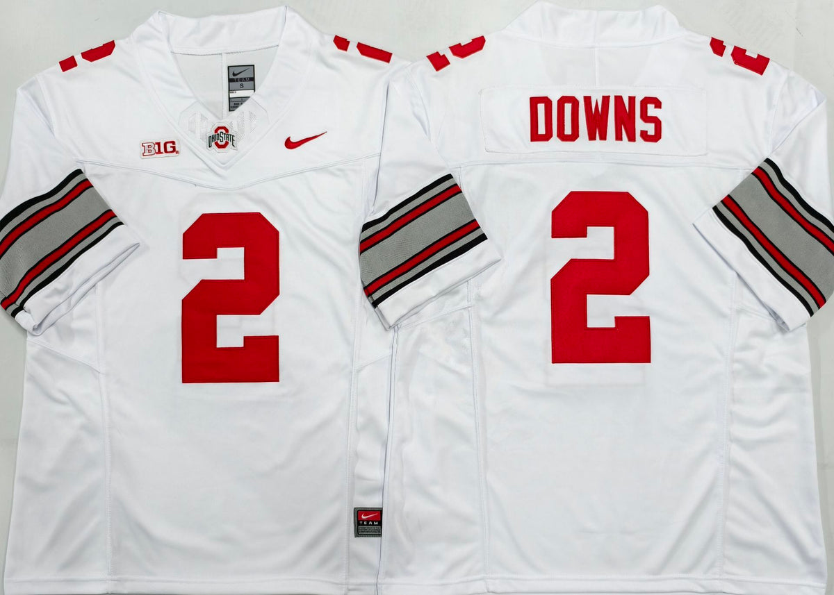 Ohio State Buckeyes White #2 DOWNS Jersey