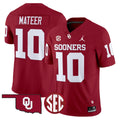 #10 Mateer Oklahoma Sooners Crimson SEC Patch Stitched Football Jersey