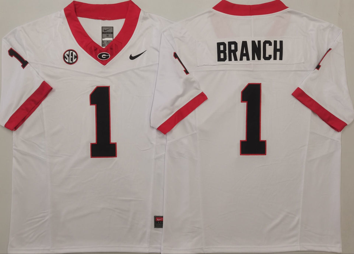 Georgia Bulldogs White #1 BRANCH Jersey