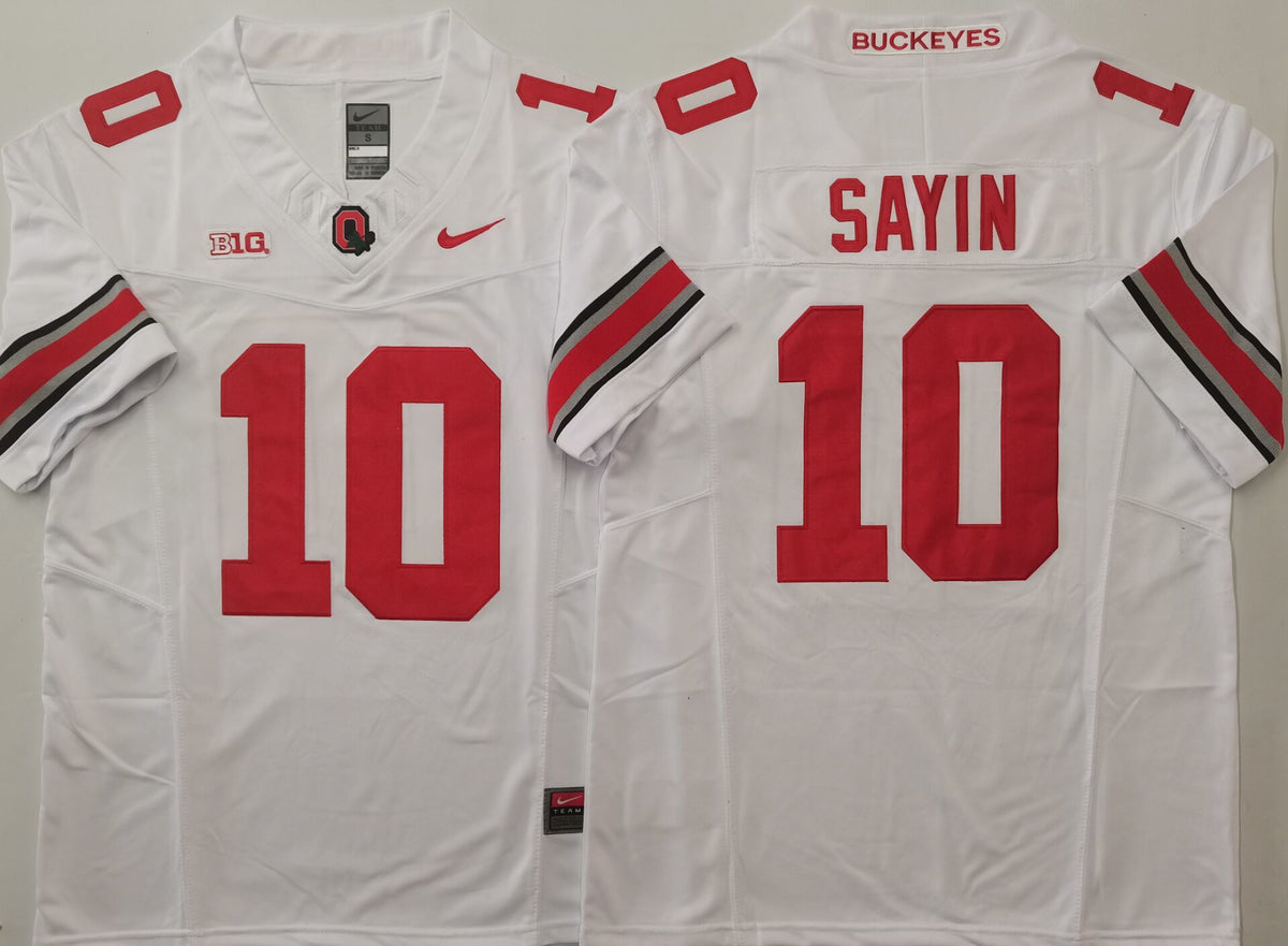 Ohio State Buckeyes White #10 SAYIN Jersey