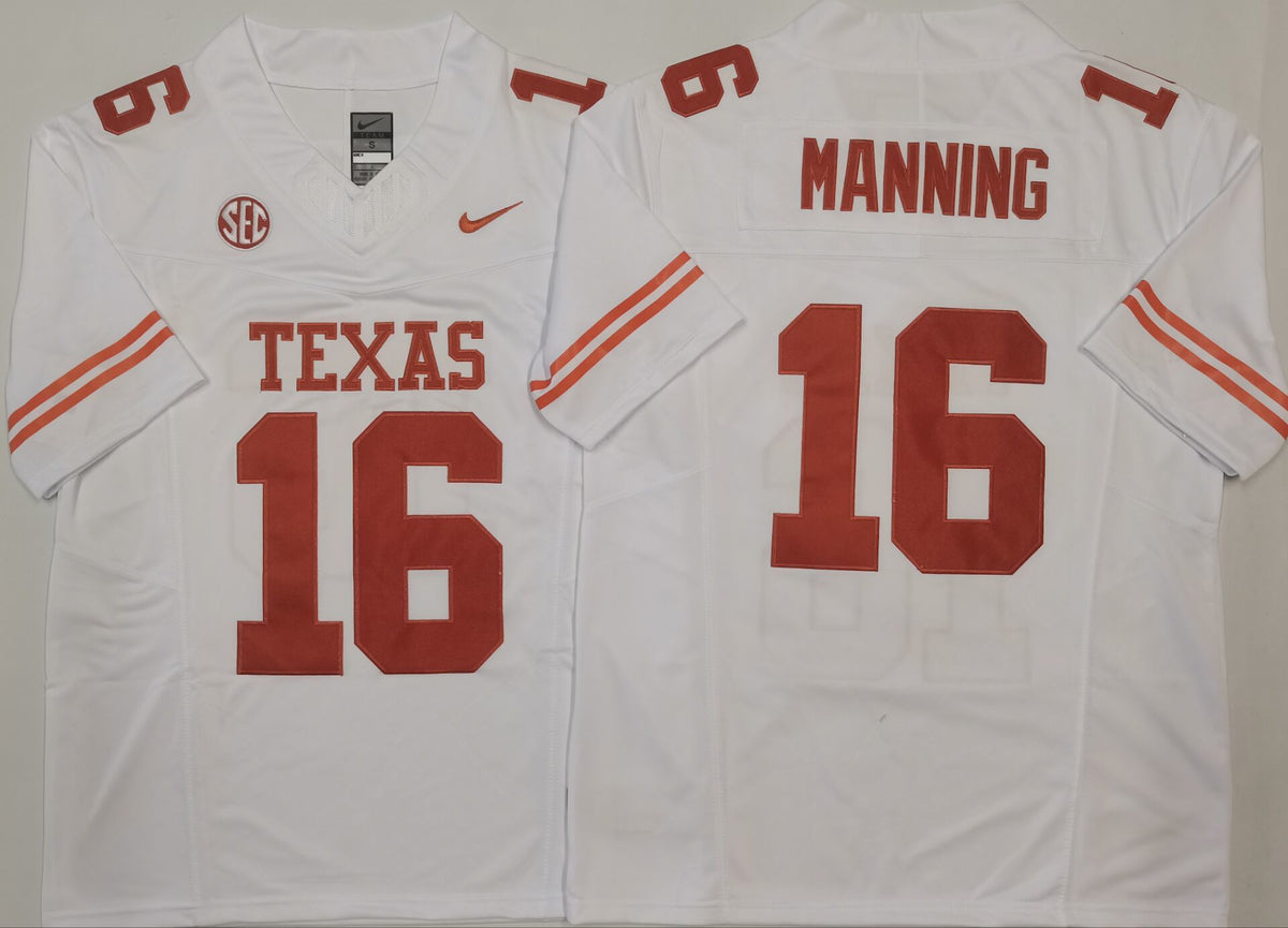 Texas Longhorns White #16 MANNING Jersey