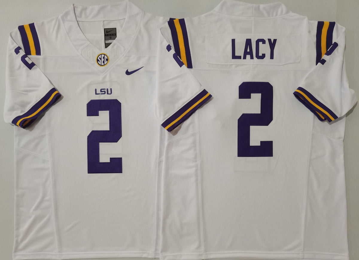 LSU Tigers   White #2 LACY Jersey