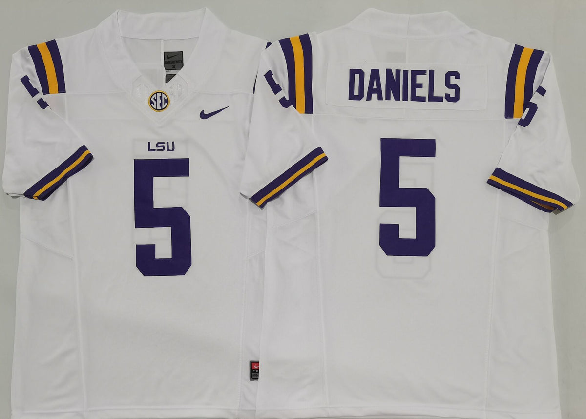 LSU Tigers White #5 DANIELS Jersey