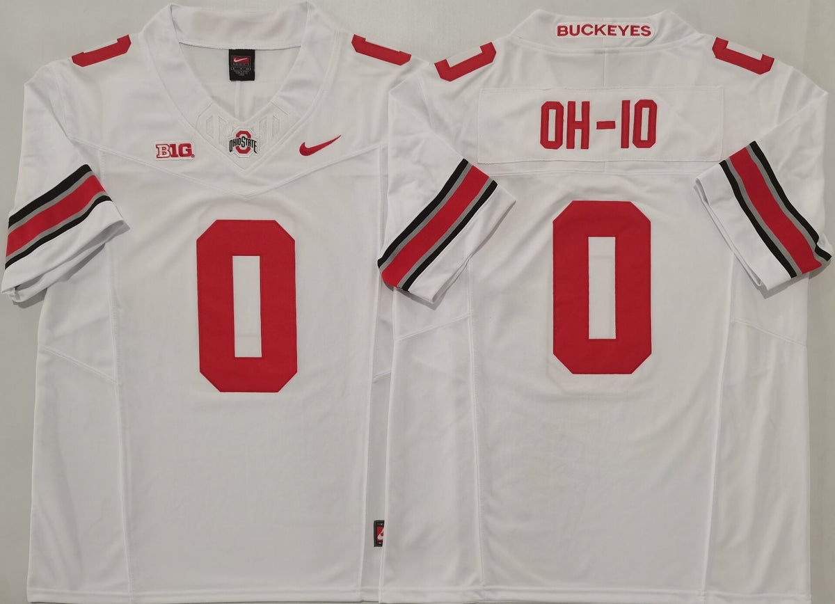 Ohio State Buckeyes White #0 OH-IO Jersey