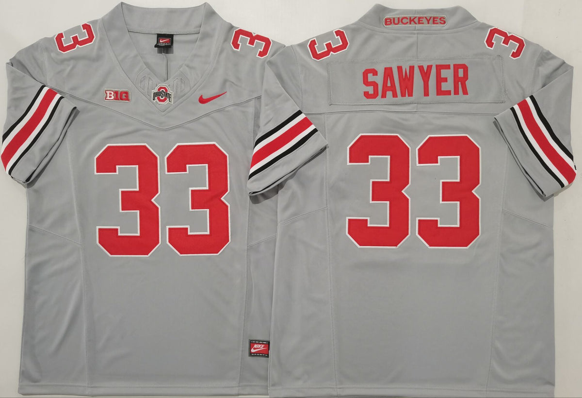 Ohio State Buckeyes GRAY #33 SAWYER Jersey