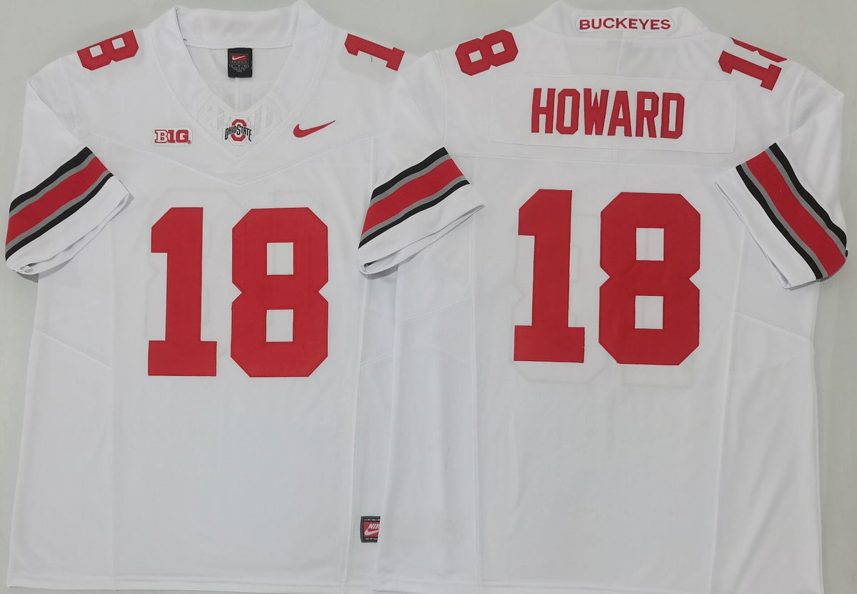 Ohio State Buckeyes White #18 HOWARD Jersey