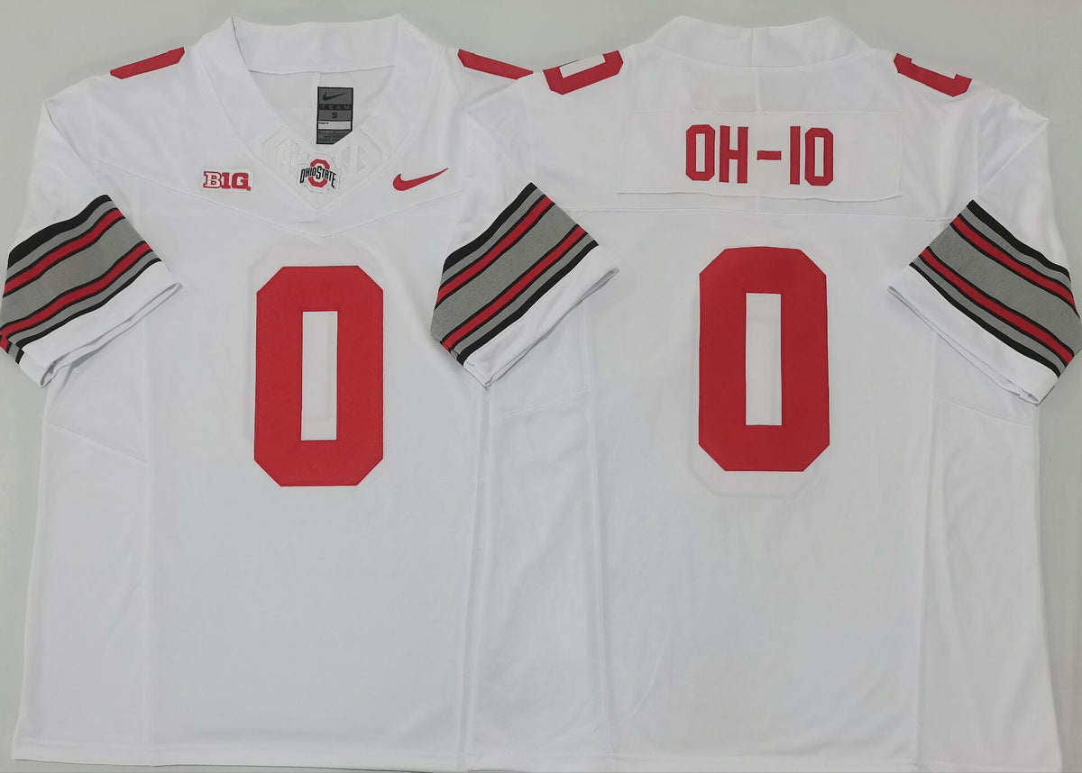 Ohio State Buckeyes White #0 OH-IO Jersey