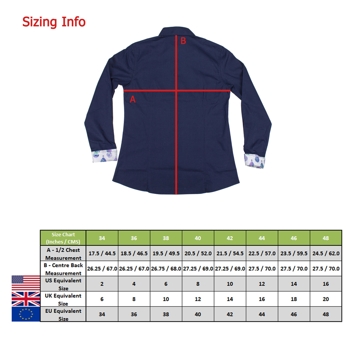 Ladies Grenouille Navy Rose Shirt: Long Sleeve Cotton Blouse