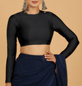 Full Sleeves Saree Blouse Raven Black Blouse Cotton Blouse Formal Blouse Casual Blouse Round Neck Blouse for Saree Blouse for Lehnga Blouse