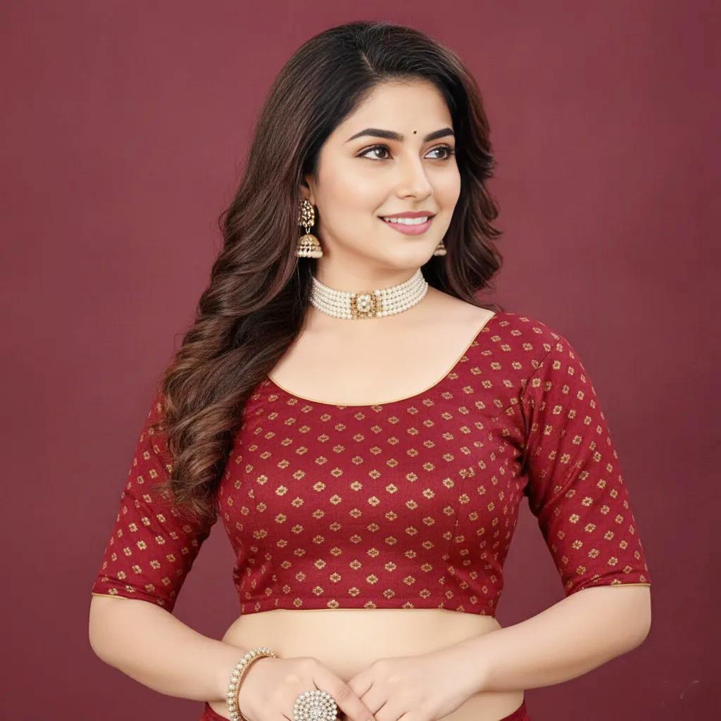 Lycra Blend Women Blouse, Strachable Women Blouse, Round Neck Blouse, Wedding Blouse, Daily Wear Blouse, Sleeve Blouse, Cotton Blouse,