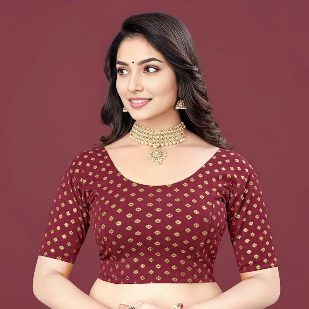 Lycra Blend Women Blouse, Strachable Women Blouse, Round Neck Blouse, Wedding Blouse, Daily Wear Blouse, Sleeve Blouse, Cotton Blouse,