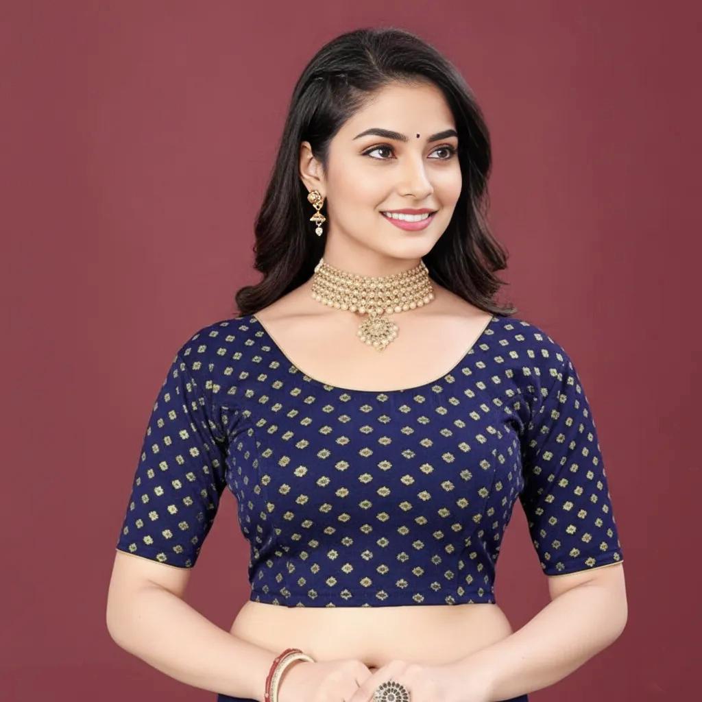 Lycra Blend Women Blouse, Strachable Women Blouse, Round Neck Blouse, Wedding Blouse, Daily Wear Blouse, Sleeve Blouse, Cotton Blouse,