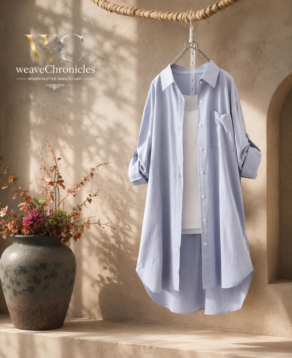 Cotton Linen Shirt Dress, Button Up Blouse, Oversized Linen Top for Women, Long Sleeve Linen Blouse