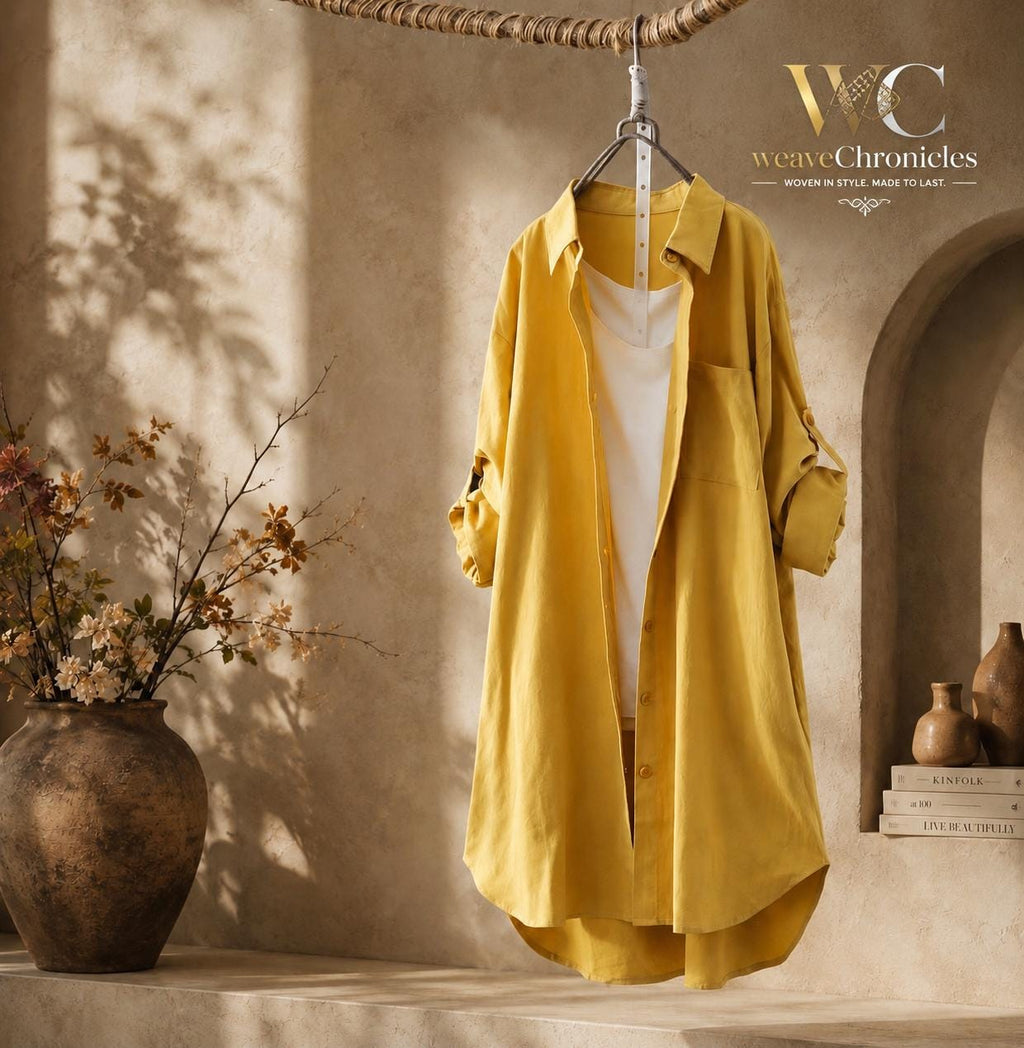 Cotton Linen Shirt Dress, Button Up Blouse, Oversized Linen Top for Women, Long Sleeve Linen Blouse