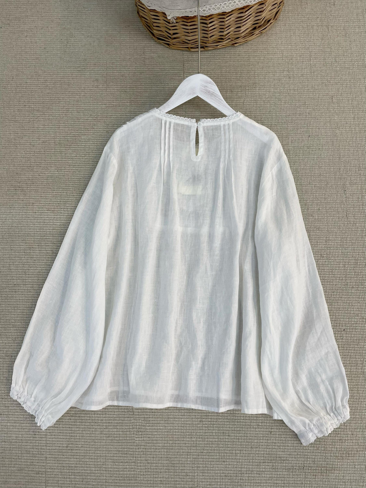 2026 autume Linen Blouse for Women, Romantic Top, Vintage Inspired Lace Shirt,  Loose Fit Natural Linen Clothing, long sleeves