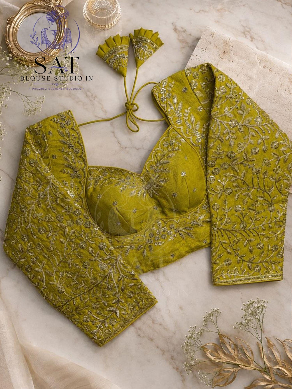 Gold Bridal Embroidered Silk Blouse, Heavy Zari Sequin Work Blouse, Wedding Saree Blouse, Padded Back Open Blouse, Party Wear
