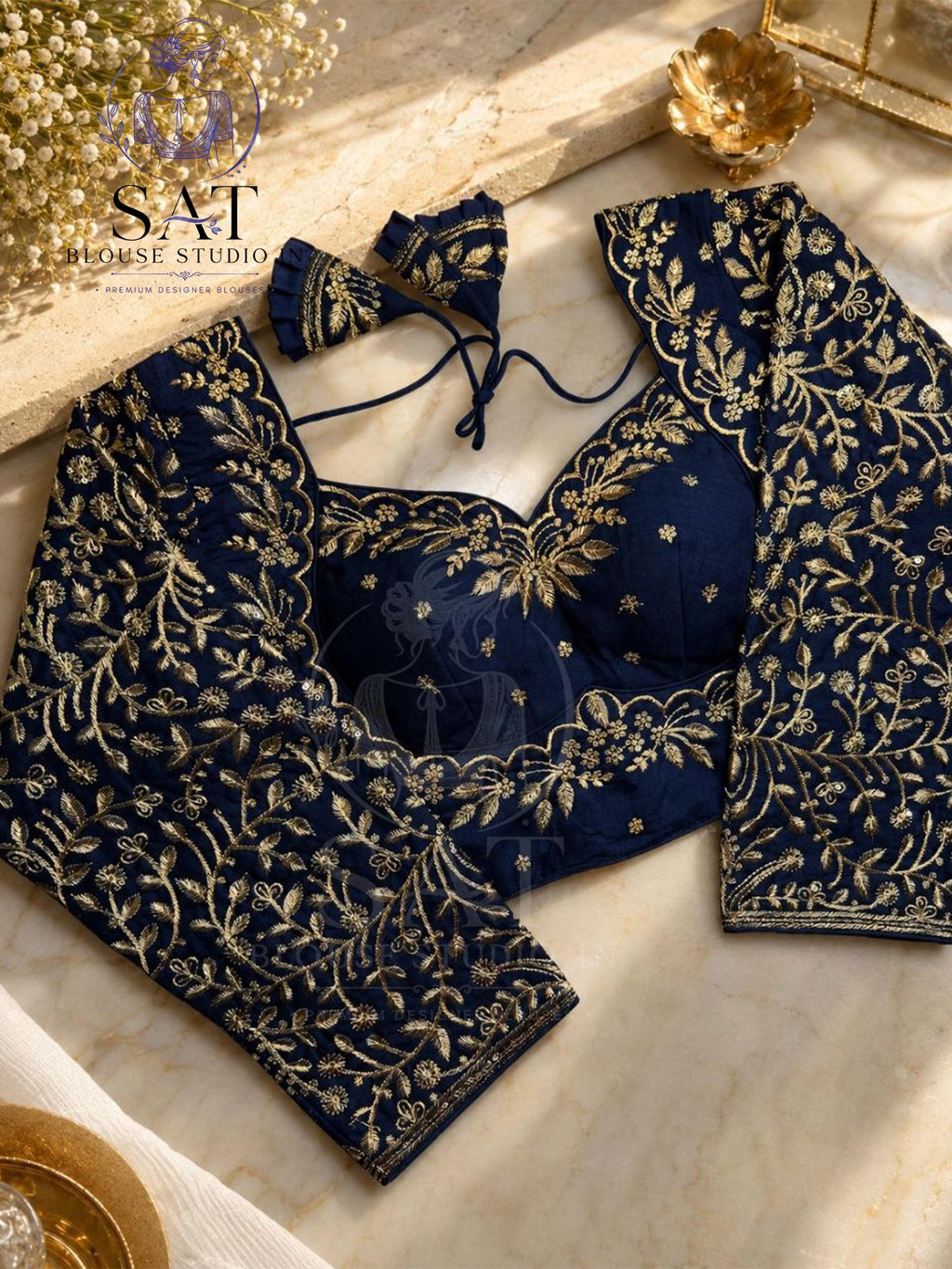 Gold Bridal Embroidered Silk Blouse, Heavy Zari Sequin Work Blouse, Wedding Saree Blouse, Padded Back Open Blouse, Party Wear