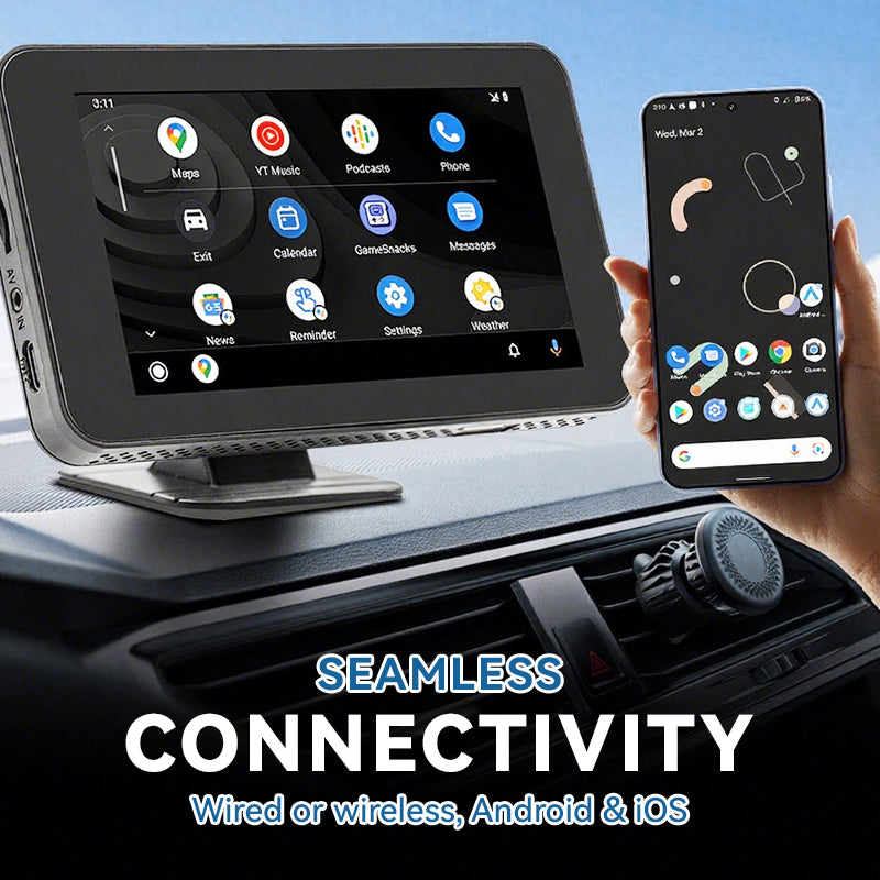 📱4.7-inch HD Touchscreen Multimedia Car Player— Swipe with your fingertips and instantly transform your vehicle into a smart entertainment hub!🚗✨